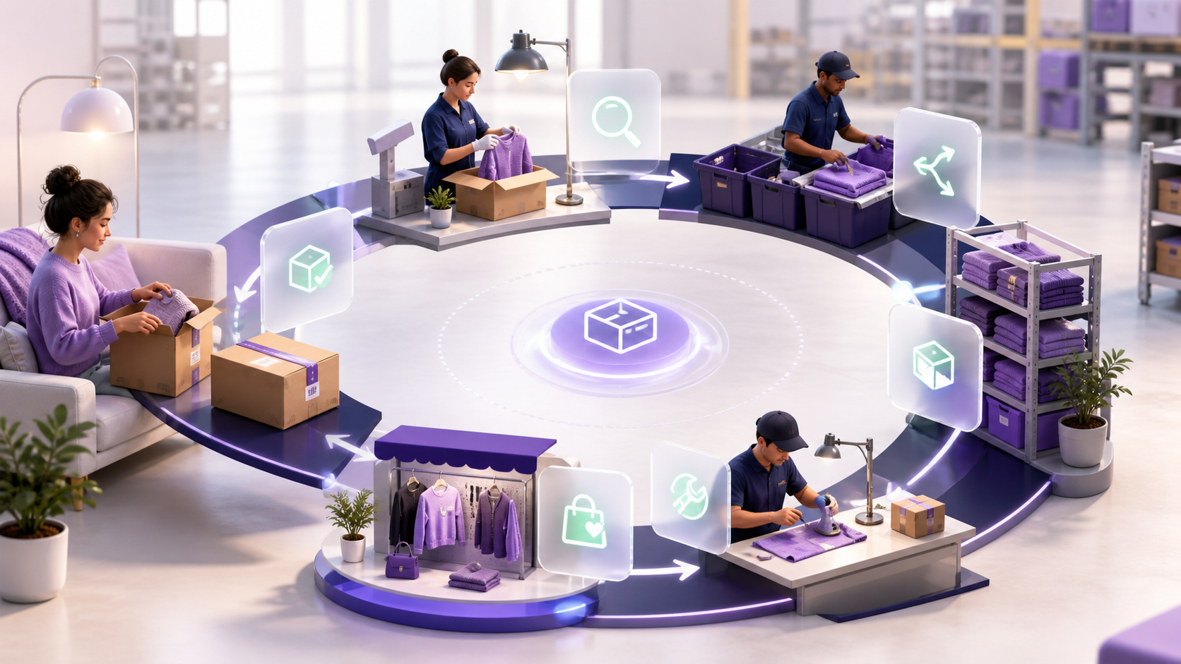 Cycle e-commerce de préparation, expédition, retour, contrôle et remise en stock piloté par Turbo SAV